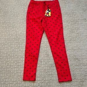 Super fun red pants with black Mickey Mouse head.